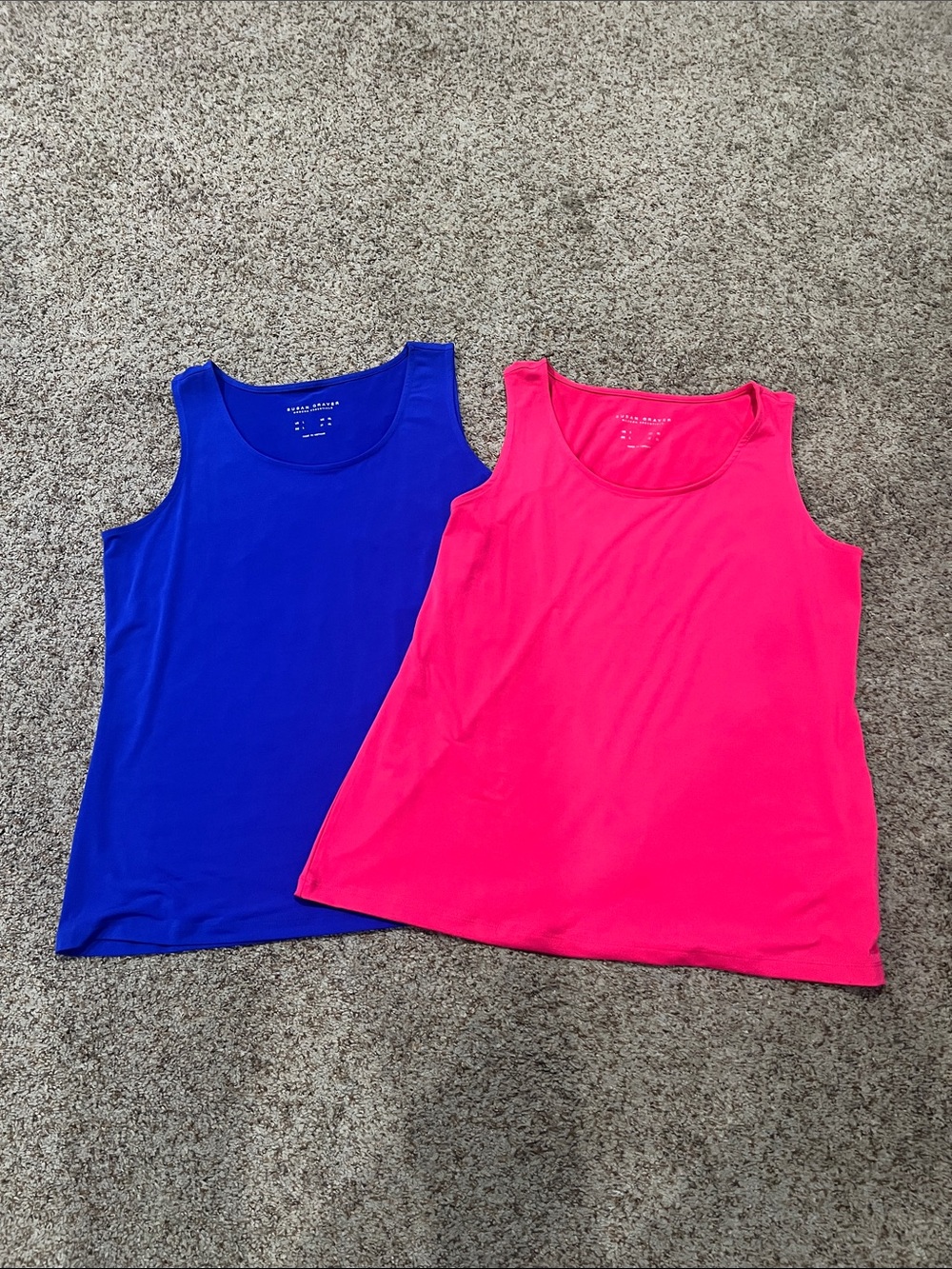 Set of 2 Women’s Susan Graver Pink and Royal Blue Tank Tops, L